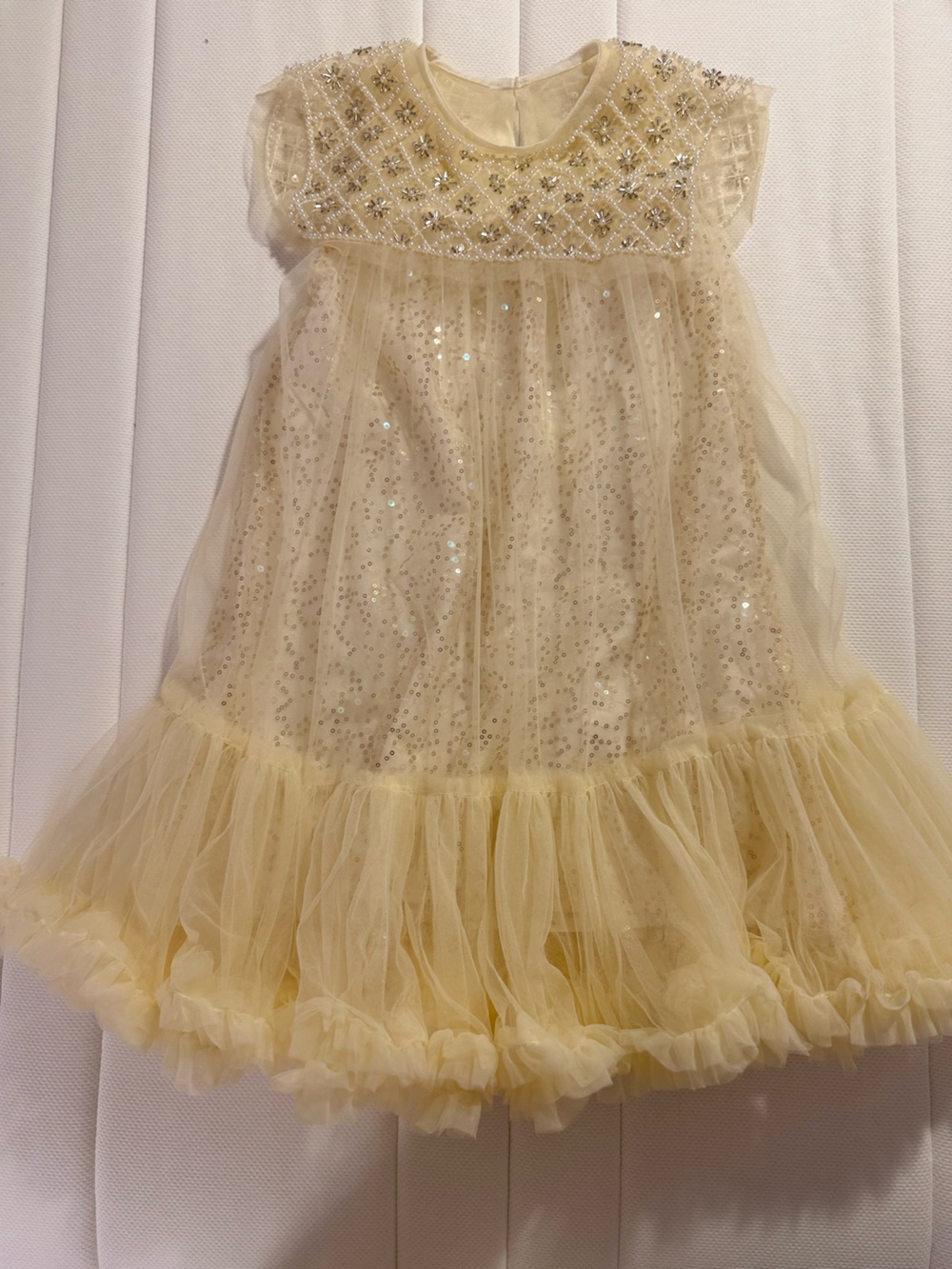 Girls' Sparkle Tulle Dress in Pale Yellow